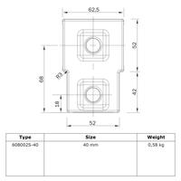 Doos Kort T-stuk - vierkant - 25 mm (100 stuks)